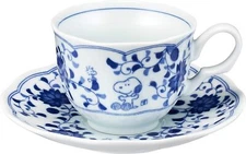 Snoopy Ai Karakusa Indigo Arabesque Cup and Saucer 630737 From Japan