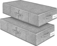 Under Bed Storage, 2 Pack Underbed Storage Container Bags with Lid, Foldable Stu