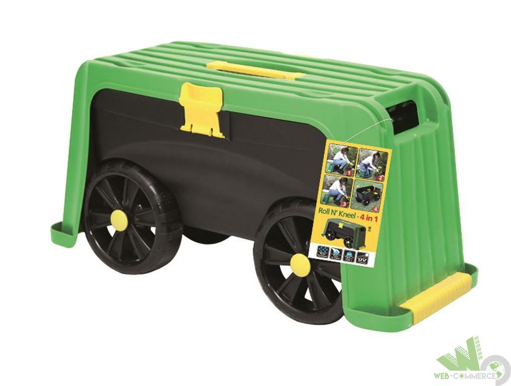 Carrello Sgabello Contenitore 59x23xH30 cm 4in1 Multiuso Giardino