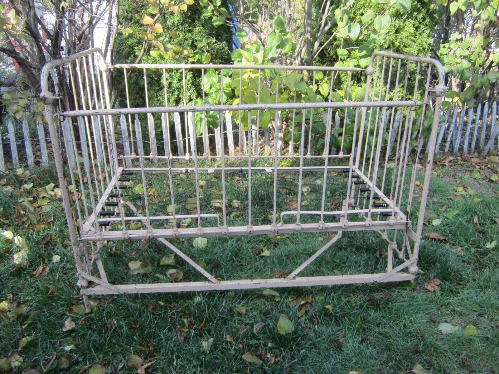 Antique Victorian Cast Iron Baby Crib Daybed Foldable Shabby Chic Farmhouse