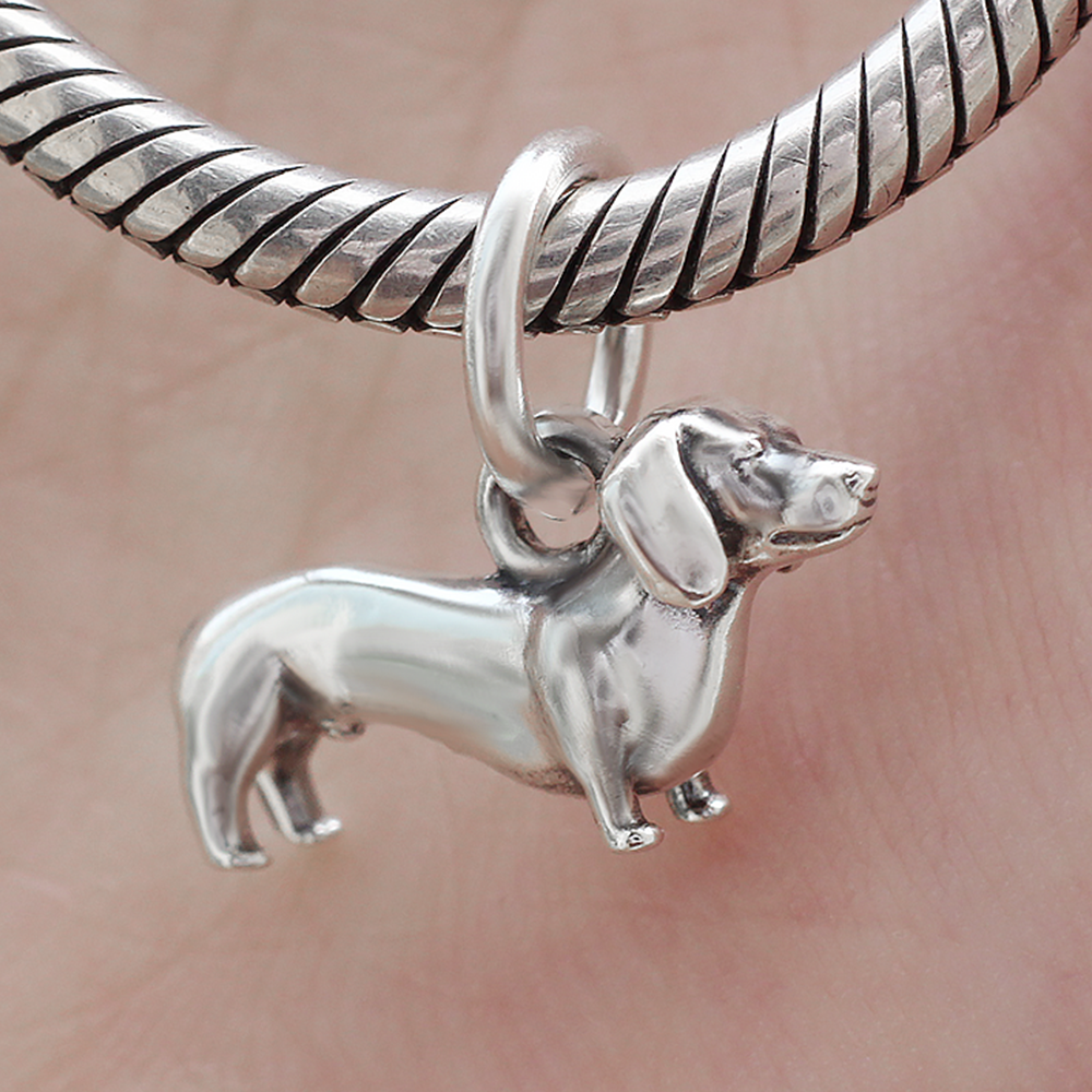 Pandora Charm Sterling Silver Dachshund Charm Friendly Dachshund
