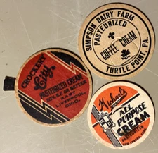 THREE VINTAGE CREAM TABS - Various Companies/USA Locations