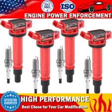 4 Pack Ignition Coil & Iridium Spark Plug for 2005-2018 Toyota Tacoma 2.7L UF495