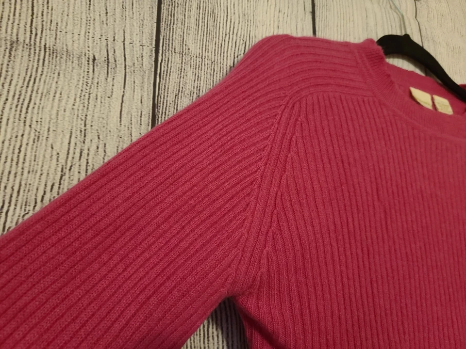 MERONA 100% Cashmere Sweater Size L Ribbed Knit Pink Festive Holiday Feminine - Image 3 of 4