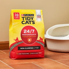 Purina Non-Clumping Litter, 30 lb. 24/7 Performance Cats Odor Control Fresh Bag.