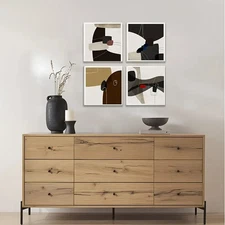 4pcs Minimalist Printable Art Set of 4 Prints, Wall Art Canvas Unframed/Framed
