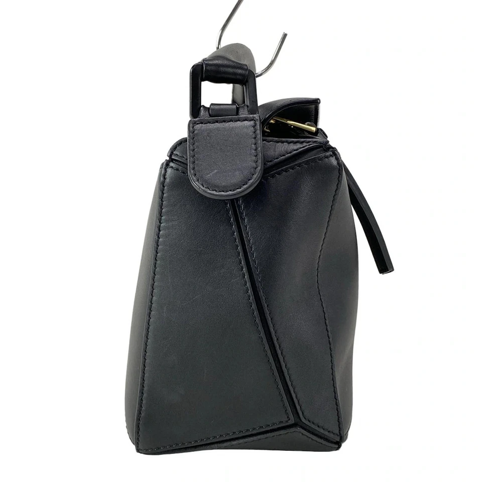 正品 LOEWE 拼图袋小号 A510S21X88 黑色缎面小牛皮 - 手提包 — 第 2/4 张图片