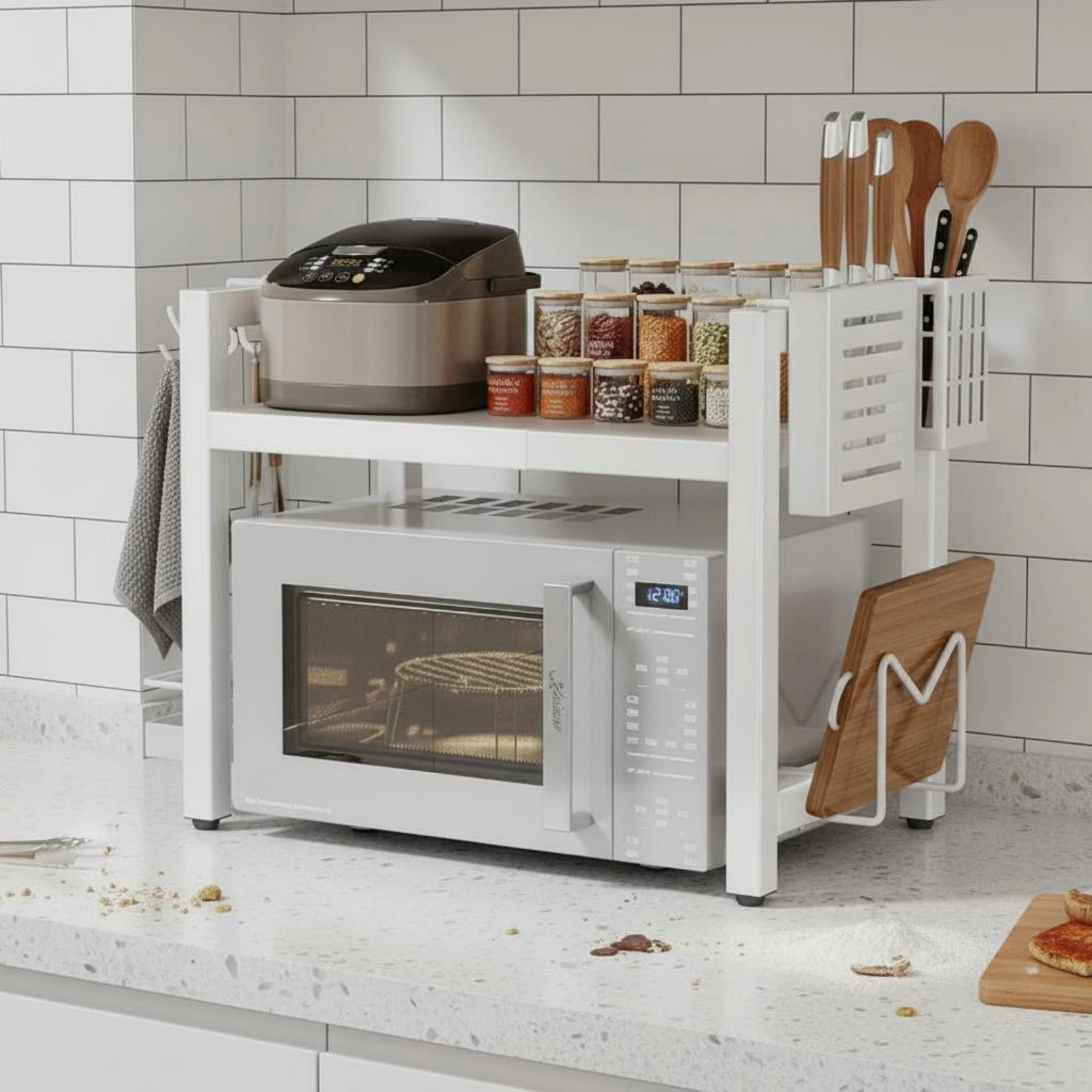 Countertop Microwave Shelf Expandable Household Storage Space Saving