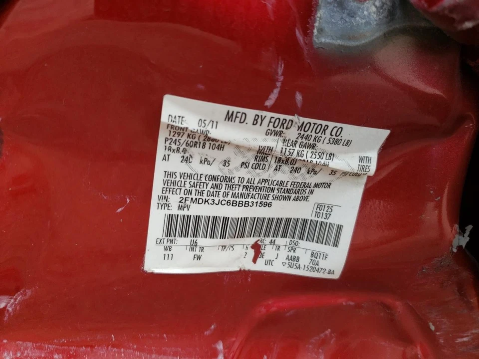 Conjunto de filtro de aire usado se adapta a: Ford Edge 2011 3,7 grado A Foto 2 de 4