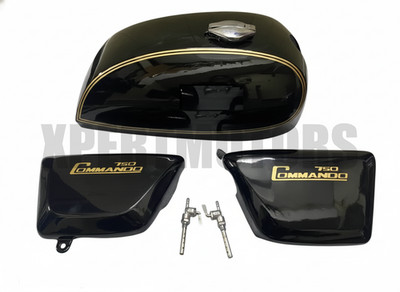 Norton Commando Interstate Schwarz Stahl Benzintank + 750 Seitenverkleidung +