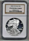 2002 $1 Proof American Silver Eagle NGC PR69 Ultra Cameo Brown Label