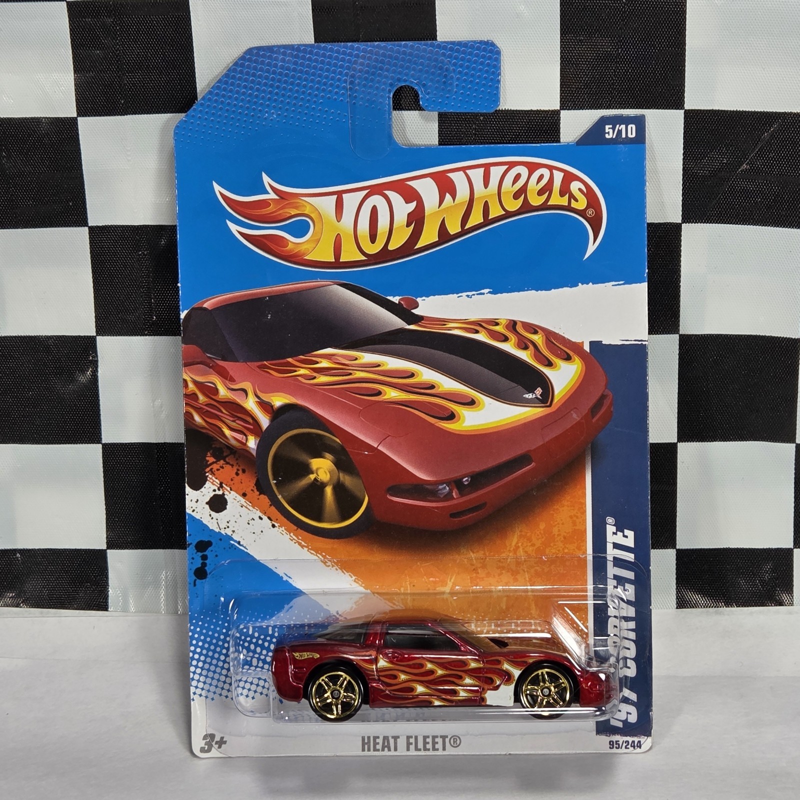 2011 Hot Wheels #95 Heat Fleet 5/10 '97 CORVETTE Red Variant w/Gold Pr5 Spokes