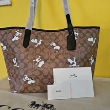 Coach Peanuts Snoopy 6160 Khaki Redwood Multi Tote Bag Signature Canvas Outlet
