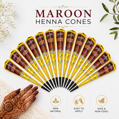 MAROON GOLECHA Herbal Henna Cones Temporary Tattoo Body Art  Mehandi CHOOSE QTY