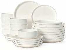 Plates and Bowls Sets, Scratch Resistant Service for 8, Cream White 