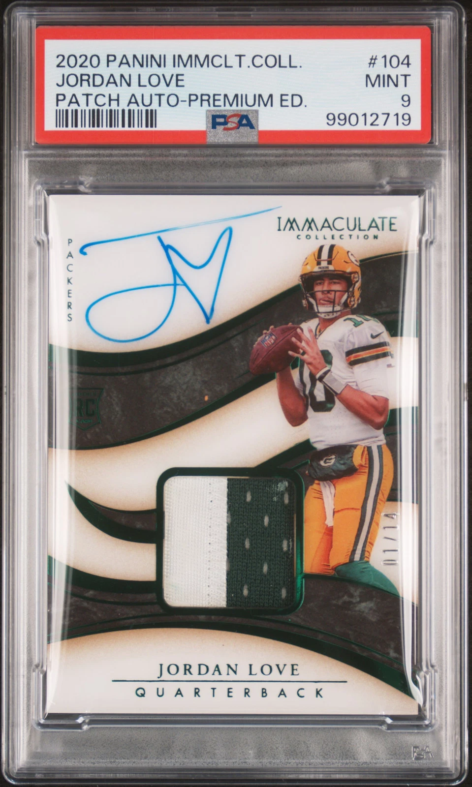 Jordan Love Panini Immaculate Collection #104 Patch Autograph-Premium Edition