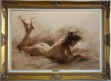 Handmade Original Oil Painting art Impressionism women Girl on canvas 24"x36"