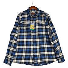Orvis Shirt Men XL Navy Check Heavyweight Flannel Shirt Classic Fit Outdoor NWT