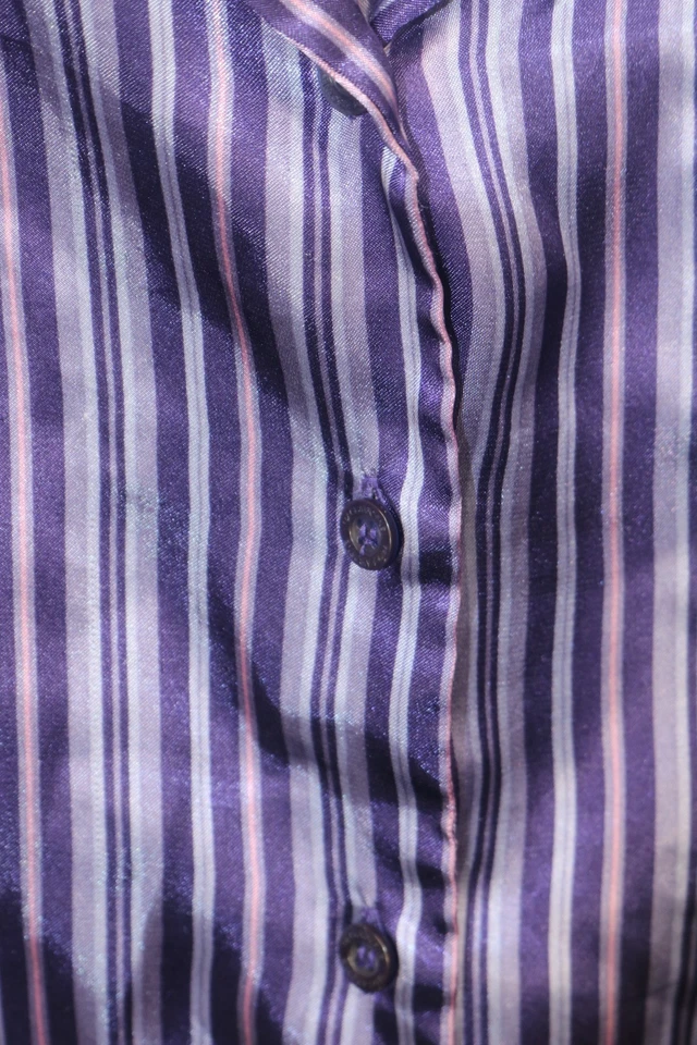 Conjunto de Pijama Liz Claiborne Púrpura Rayas Satinado-Mediano-Cordón-Suave-Acogedor Elegante Foto 4 de 4