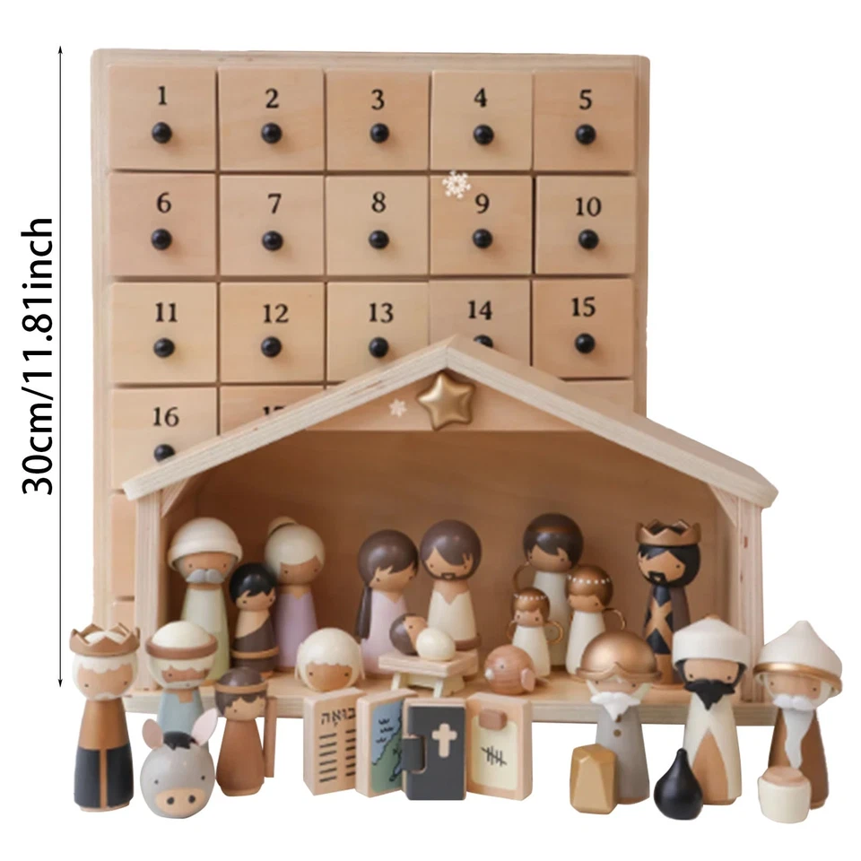 Calendario de Adviento Belén El Salvador 30 PIEZAS Figura de Recuerdo Cuenta Regresiva de Navidad Foto 2 de 4