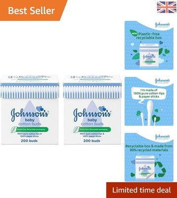Essential 400 Stück Wattestäbchen - Perfekt für Neugeborene, Hypoallergen & Sicher