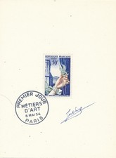 France 1954 N°973 Joaillerie et orfèvrerie française 1er jour signé graveur Piel