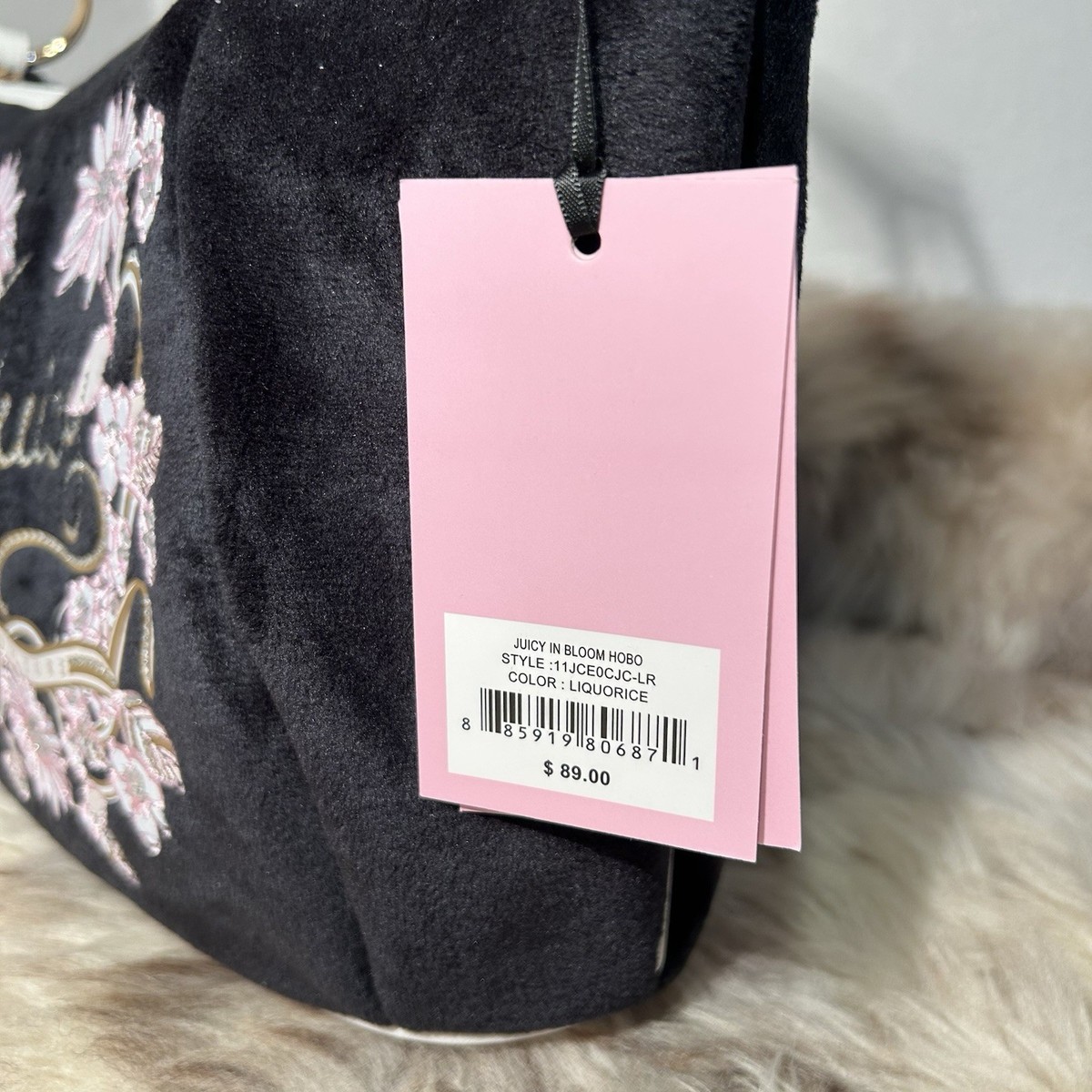 NWT Juicy Couture Juicy In Bloom Hobo Shoulder Bag - Liquorice