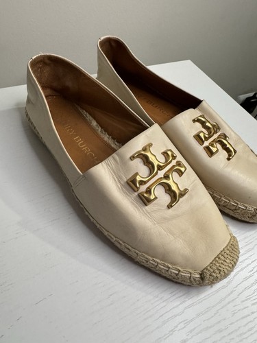 TORY BURCH Eleanor Logo Espadrille Women's Size US 8 New Cream - Picture 2 of 3