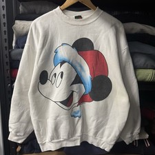 Vintage 90s Disney Mickey Christmas white crewneck sweater size XL winter