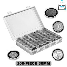 100pc 30mm Coin Capsules Set with Storage Box EVA Foam Gaskets for Collectors US