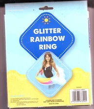 Inflatable Pool Float Swim Ring With Glitter Rainbow Pool Tube 40”