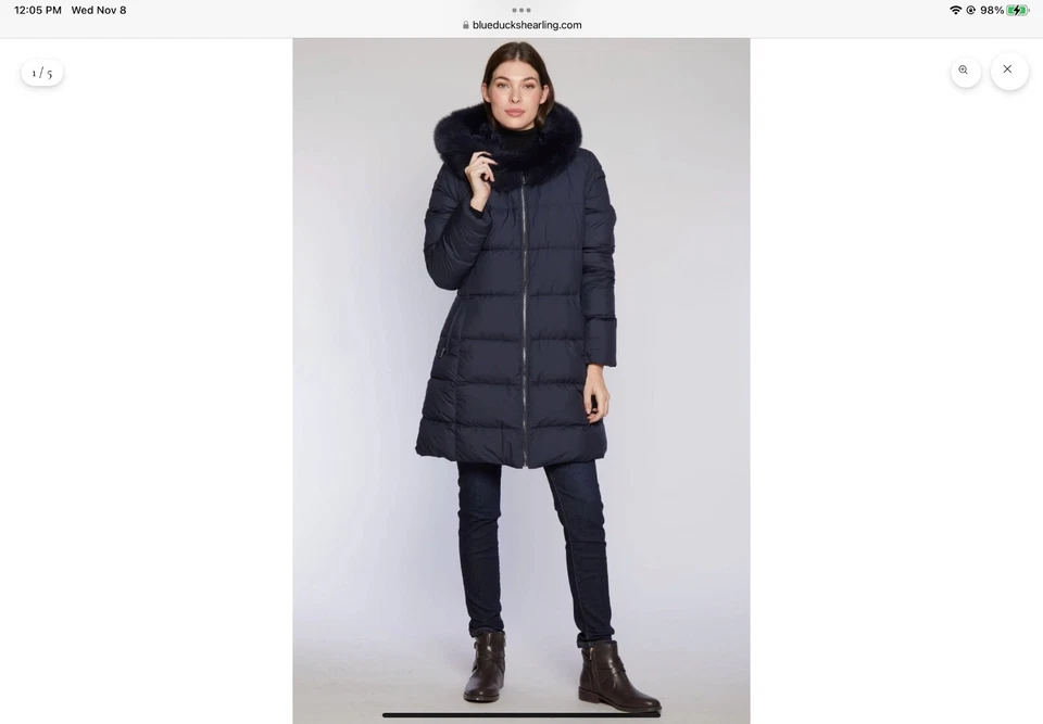 Blue Duck Reversibie Classic Hooded Puffer (Goose Down And Rabbit Shearling) - Image 2 of 4