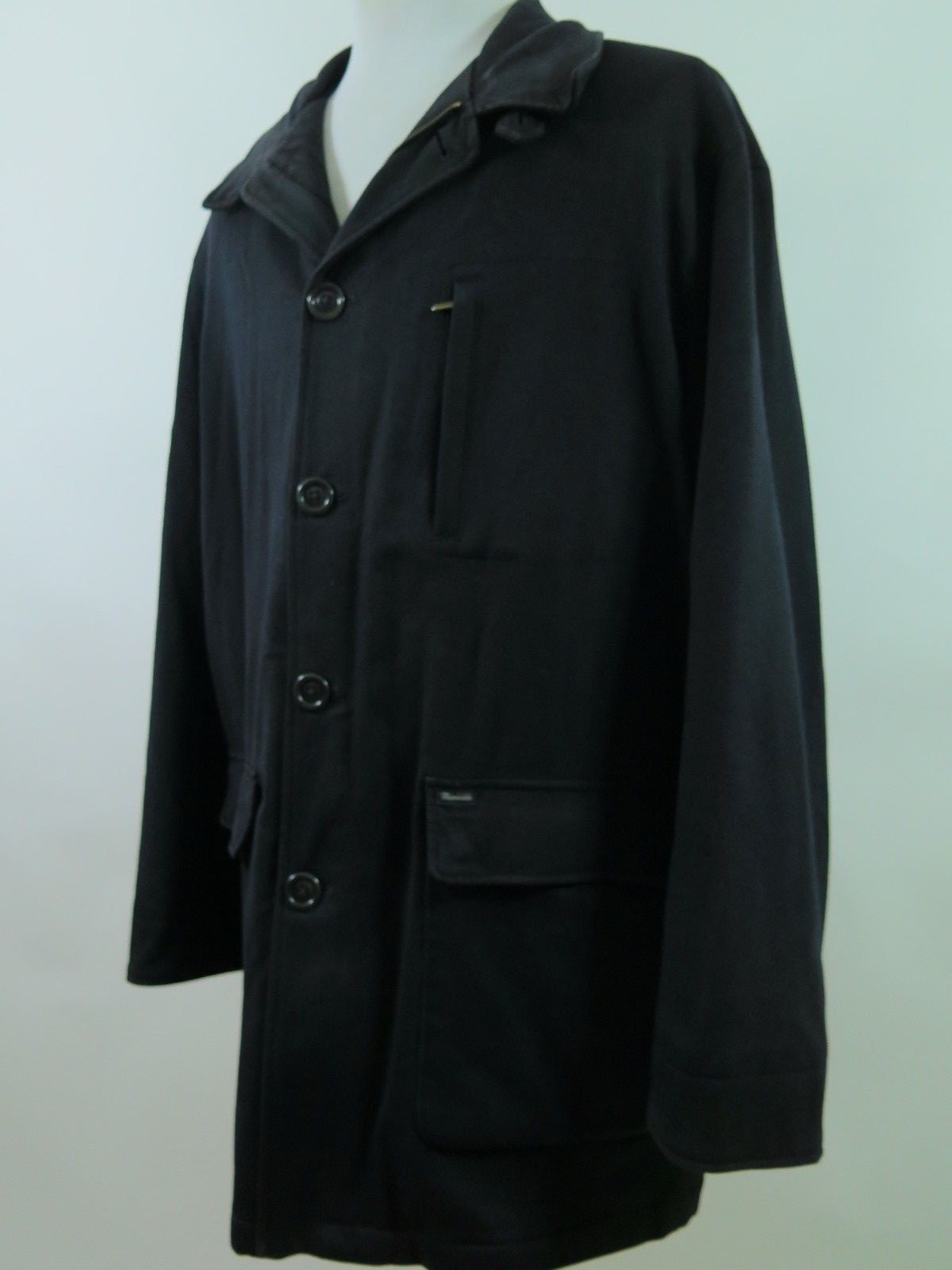 Faconnable 100% Wool Solid Black Winter PeaCoat B… - image 1