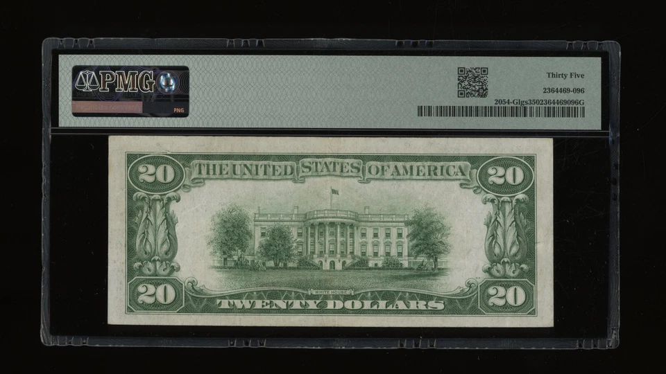 DBR 1934 $20 LGS FRN Chicago Fr. 2054-Glgs PMG 35 Serial G07755316A - Image 2 of 2