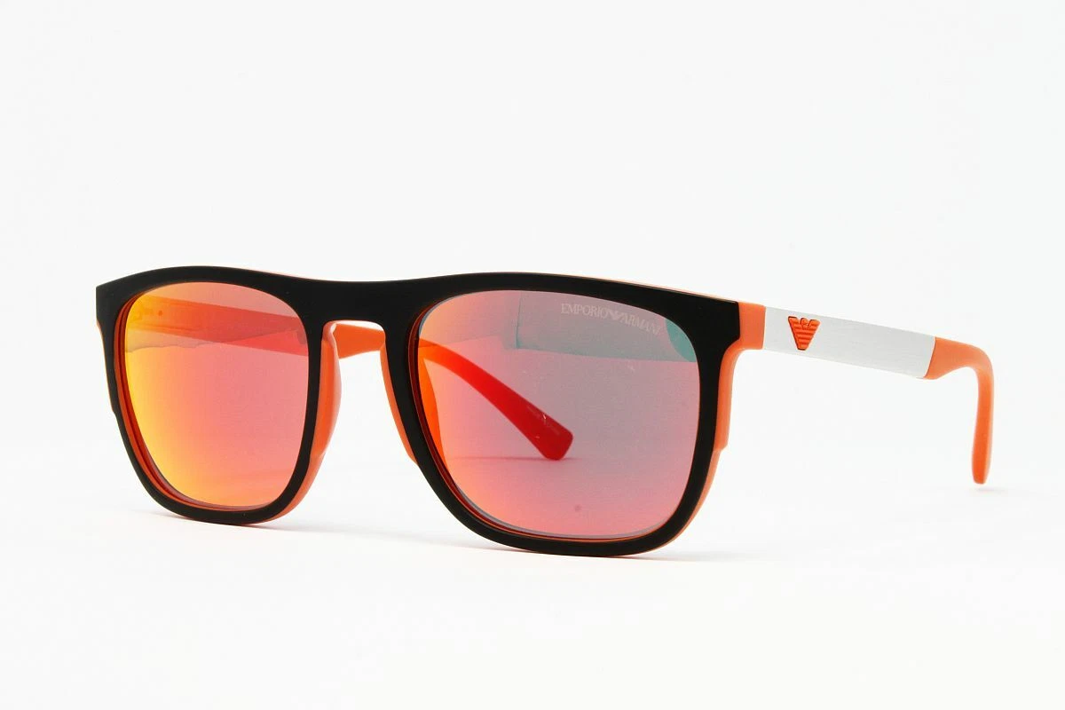 Emporio Armani EA4114 56766Q Men s Square sunglasses Black Orange White 51mm NWT