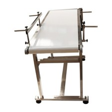 110V 53"*15.7" White PVC Belt Conveyor Stainless Steel Body Adjustable Speed