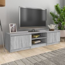 itzcominghome Light Grey TV Unit Wooden 140 TV Stand Shelves Storage Cabinet
