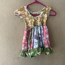 Sweet Honey Dress 2T ruffle Floral Twirl girls toddler pink green blue yellow