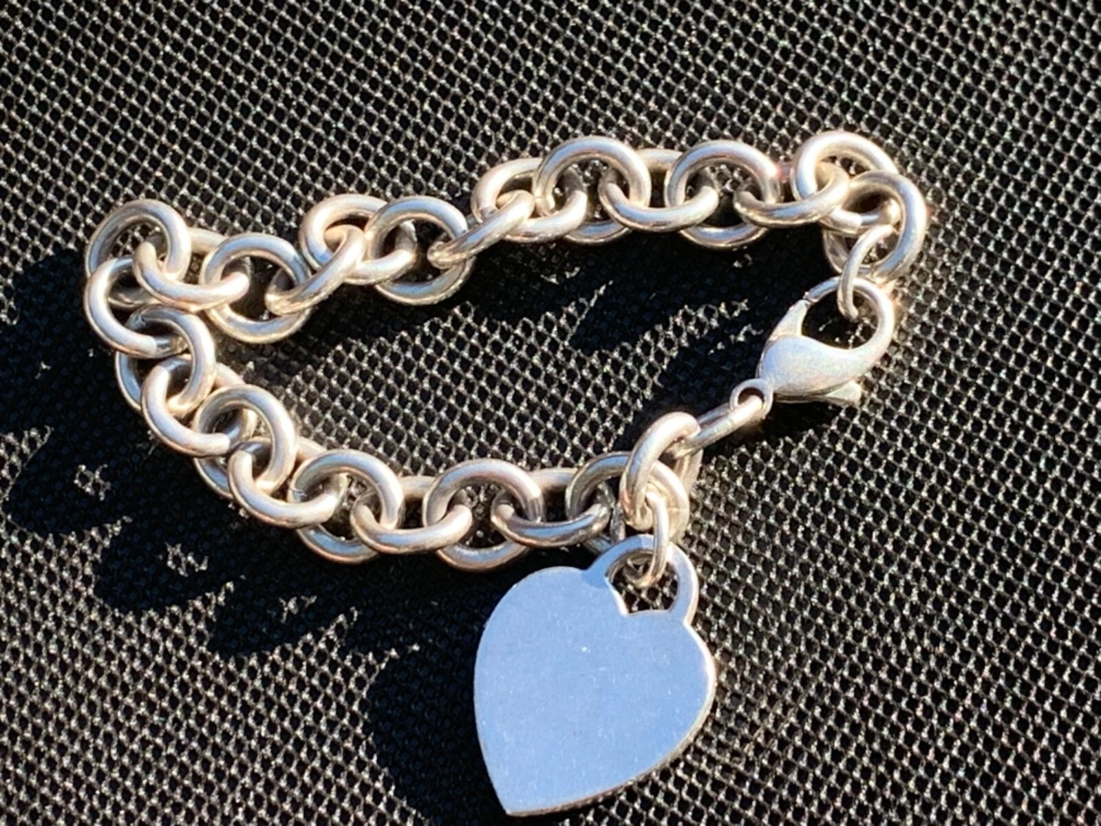 Tiffany & Co. Heart Tag Charm Bracelet Chain 925 Sterling Silver 7.5"