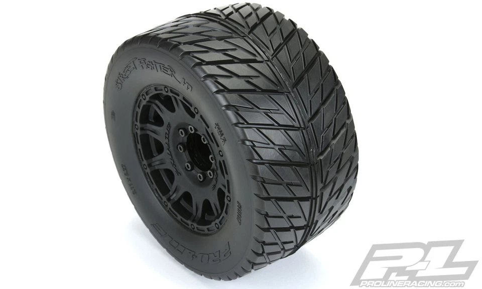 Pro-Line Street Fighter HP 3.8" Street BELTED Tires Mounted w/ Black Wheels (4) - Image 4 of 4