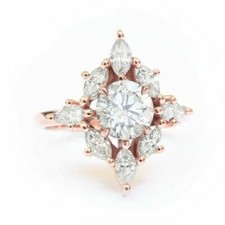 14K Rose Gold FN 2CT Round Cut Lab Created Diamond Engagement Wedding Ring