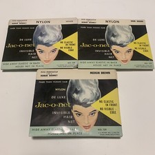 VTG De Luxe Jac-O-Net Invisible Nylon Hair Nets - White, Medium  Dark Brown