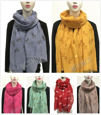 Damen Frauen Mode lang Bauernhof Tier süß Kuh Print Muster Schal Stola 