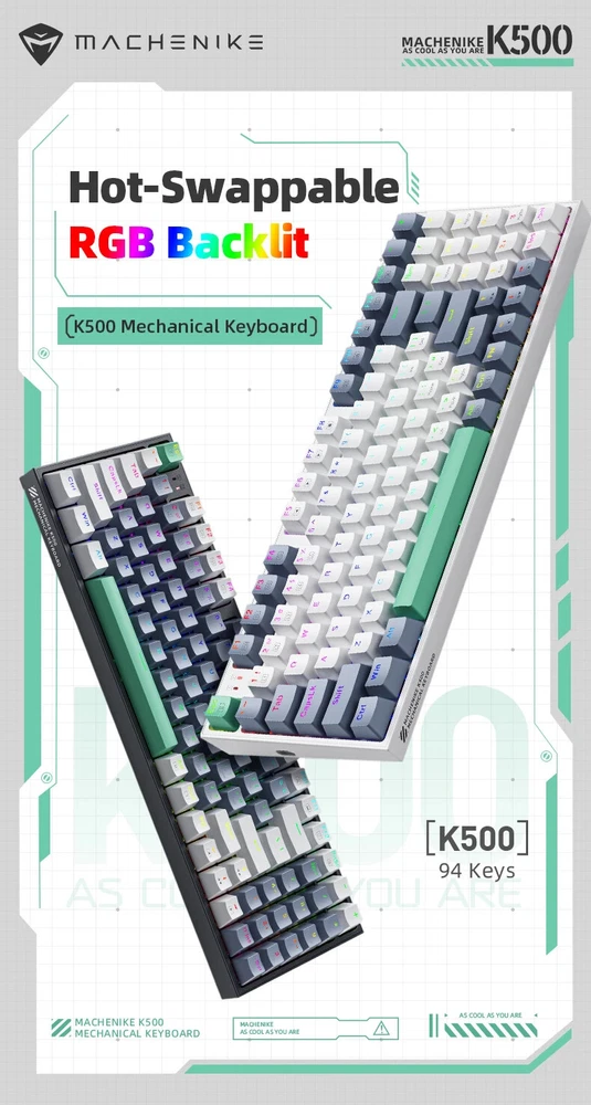 K500 Mechanical Keyboard Gaming Keyboard Wired Keyboard Hot Swappable 94 Keys