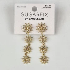 SUGARFIX By BaubleBar Crystal Star Earrings Chandelier Gold Tone