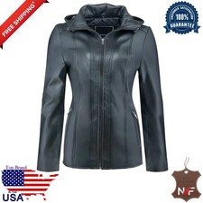 Women's Genuine Lambskin Leather Jacket Motorcycle Real Slim Fit Biker Jacket