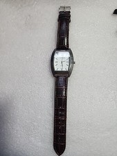 Citron Silver Stainless Steel  Watch. Brown Leather Strap. 