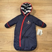 London Fog Infant Bunting Suit Navy Red Hooded Winter Snowsuit 0-3 Months NWT
