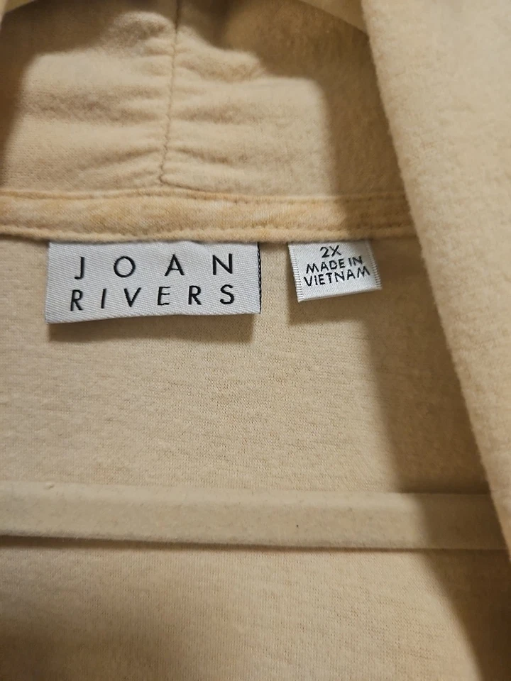 美丽米色无纽扣开衫 Joan Rivers 著 - 越南制造 - 尺寸 2x — 第 3/4 张图片