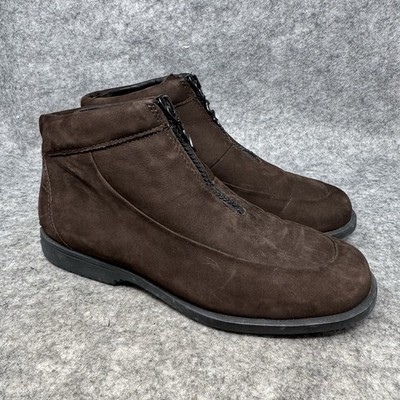 Ecco Suede Ankle Boots Womens Size 37 US 6.5 Leather Low Zip Outdoor